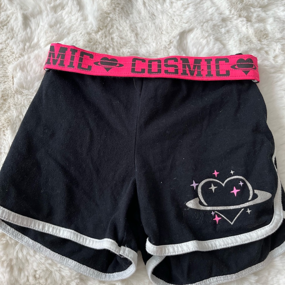 Wonder Nation Black and Pink Athletic Shorts with Heart Design